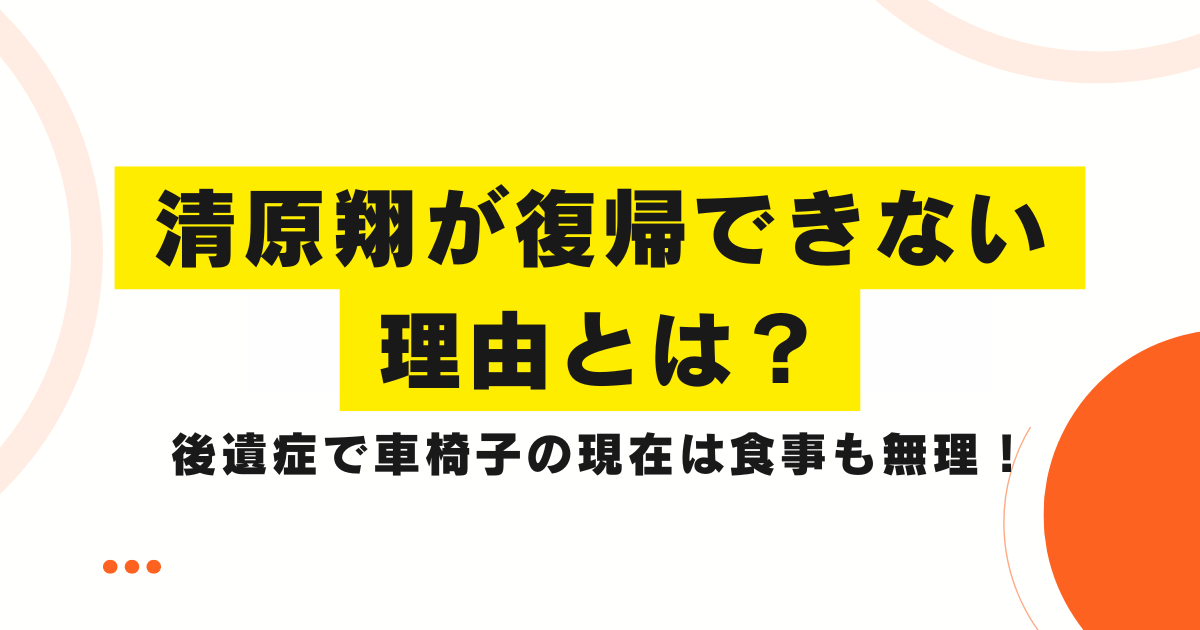 清原翔が復帰できない理由とは？後遺症で車椅子の現在は食事も無理！