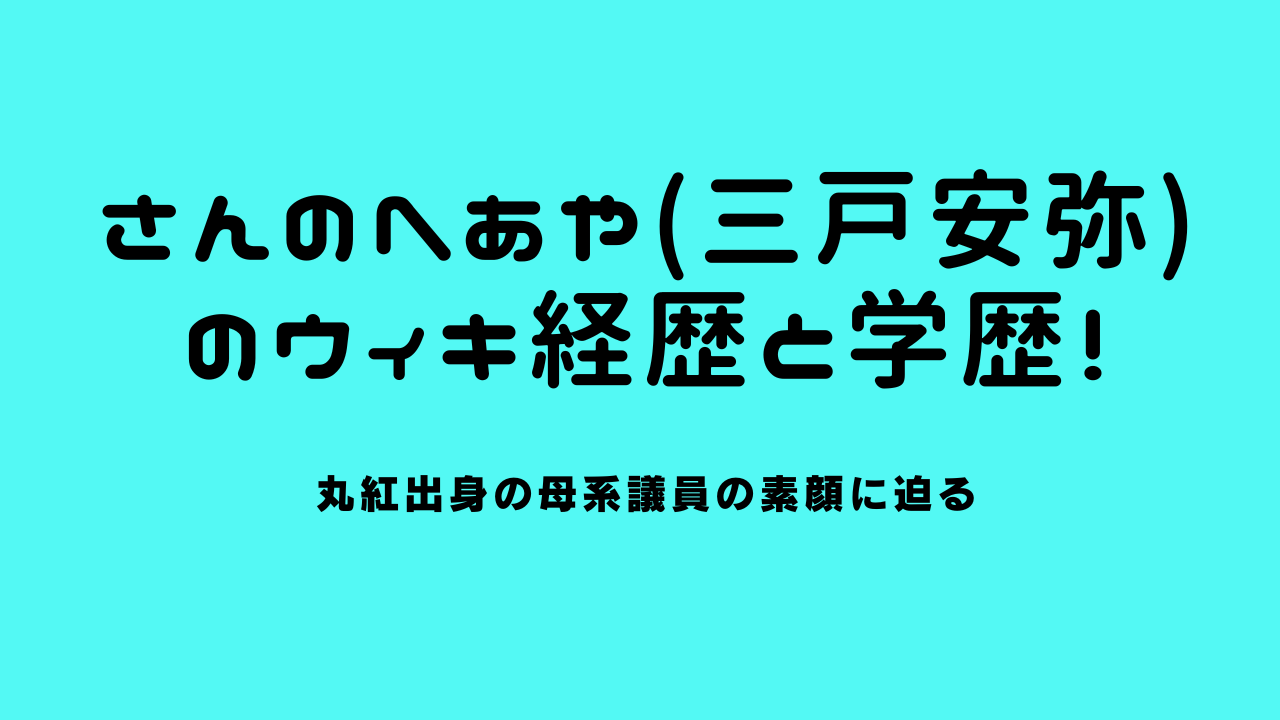 さんのへあや(三戸安弥)のwiki経歴と学歴！丸紅出身の母系議員の素顔に迫る