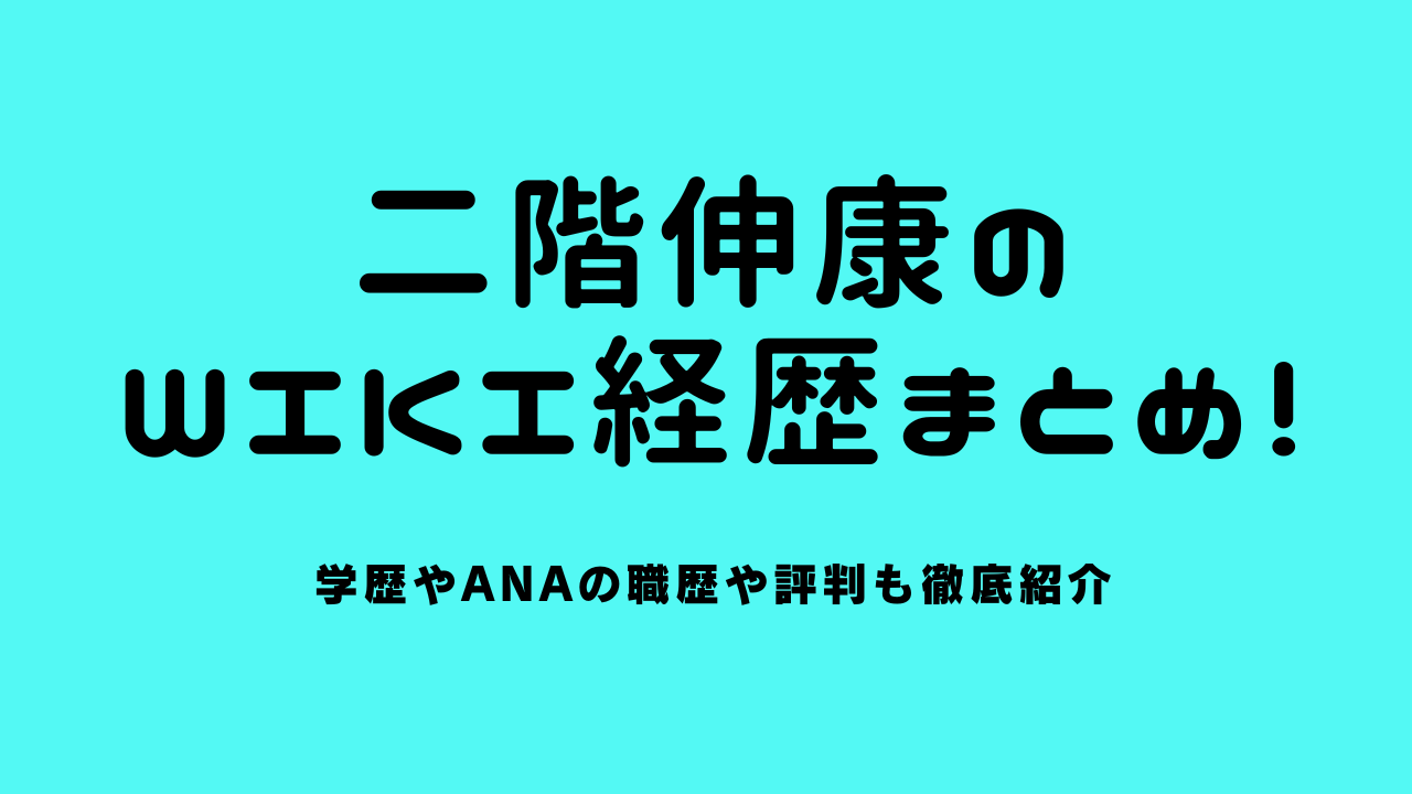 二階伸康のwiki経歴まとめ！学歴やANAの職歴や評判も徹底紹介