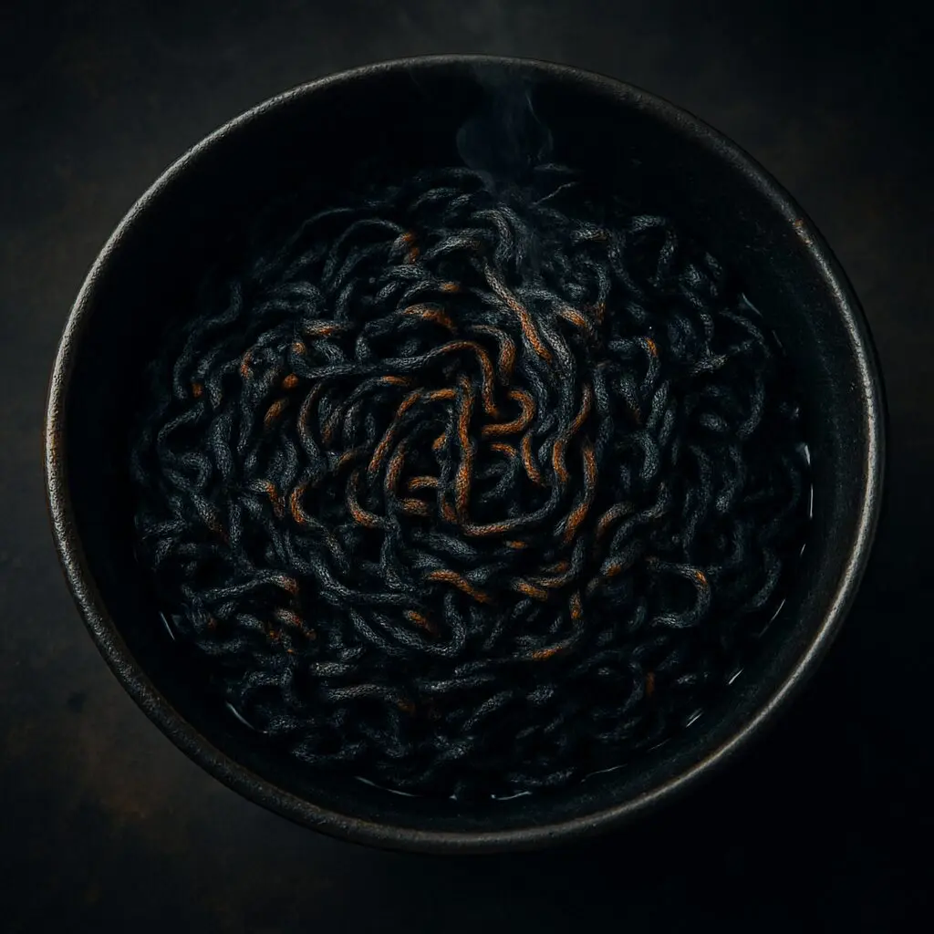 焼け焦げたラーメンのような画像